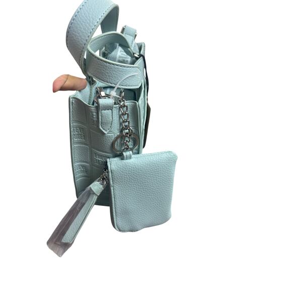 Steve Madden Blivona Small Tote Bag Mint Green Embossed Logo Satchel NWT $68 - Picture 4 of 9